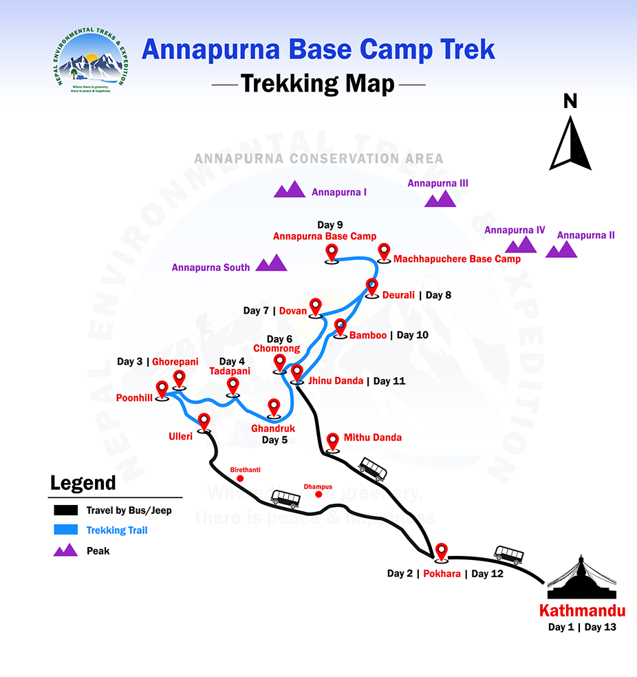 Annapurna Base Camp Trek route map