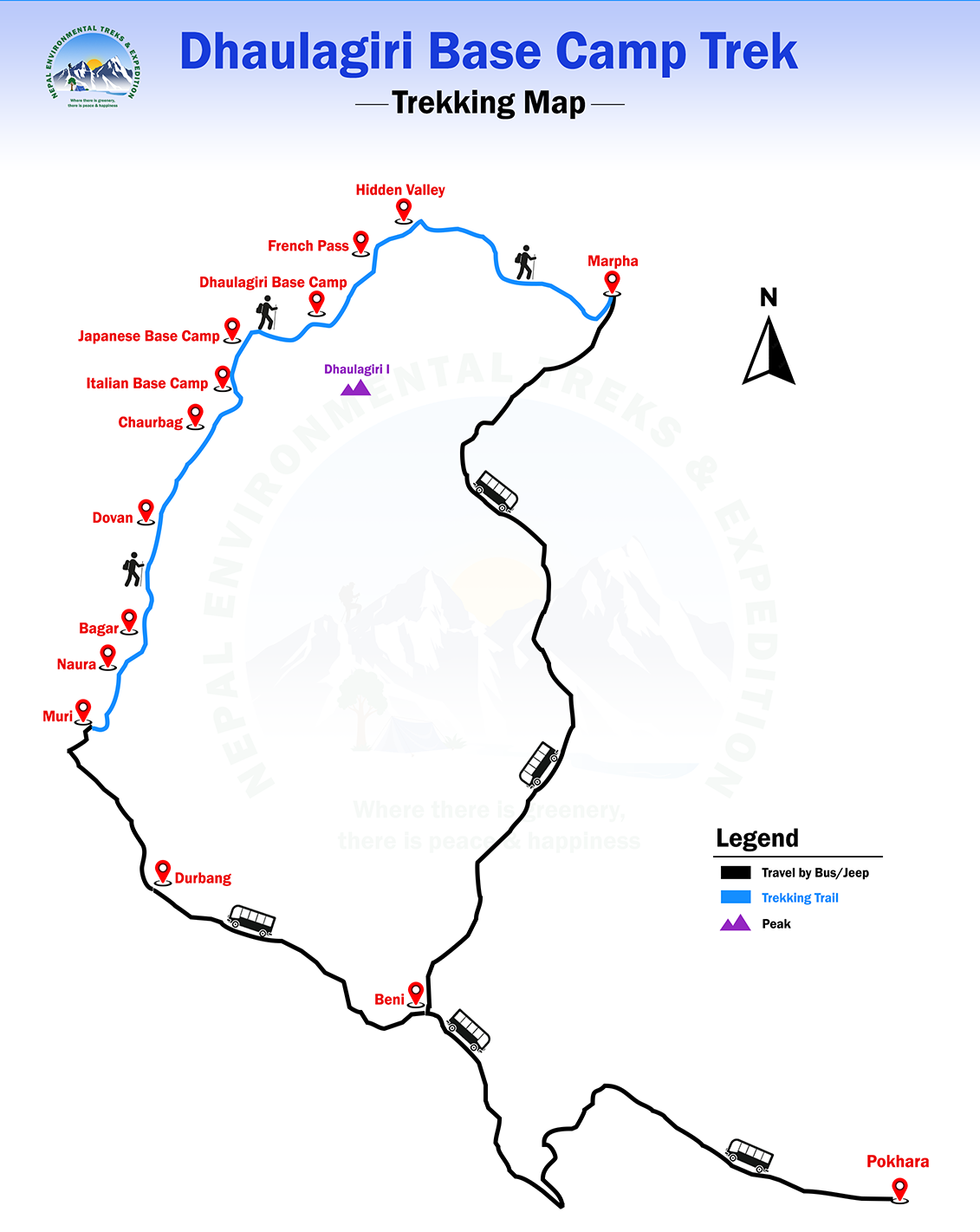 Dhaulagiri Base Camp Trek route map