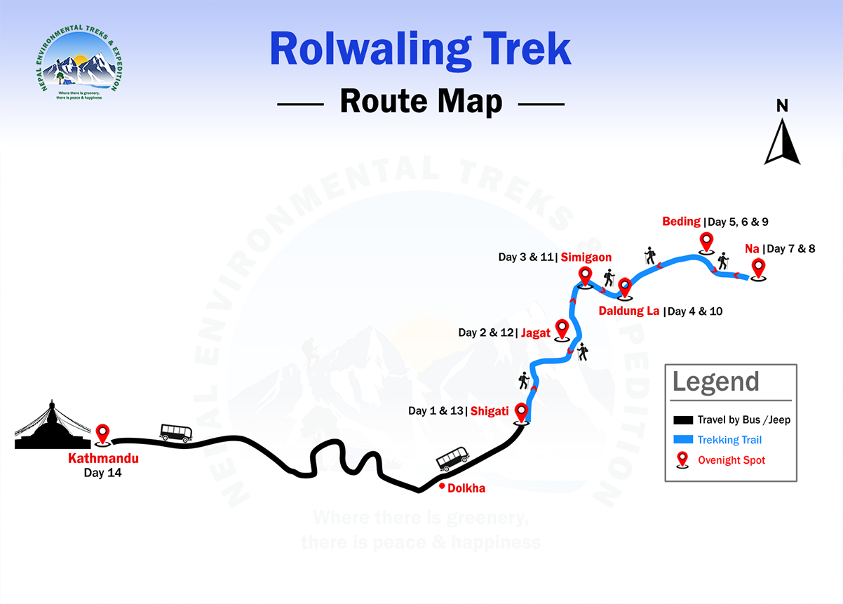 Rolwaling Valley Trek route map