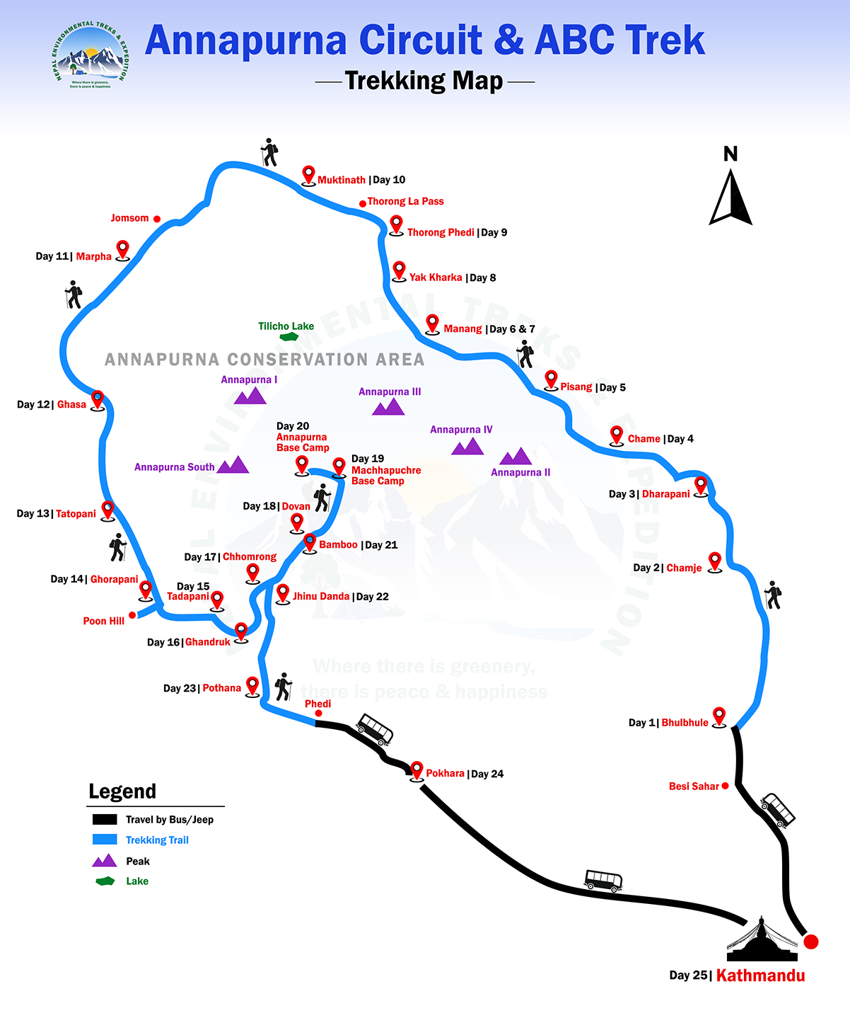 Annapurna Circuit and Annapurna Base Camp Trek route map