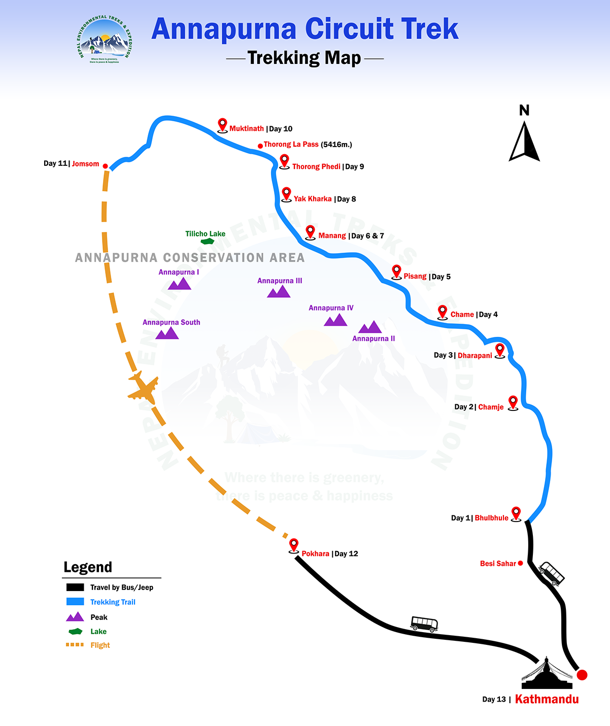Annapurna Circuit Trek route map