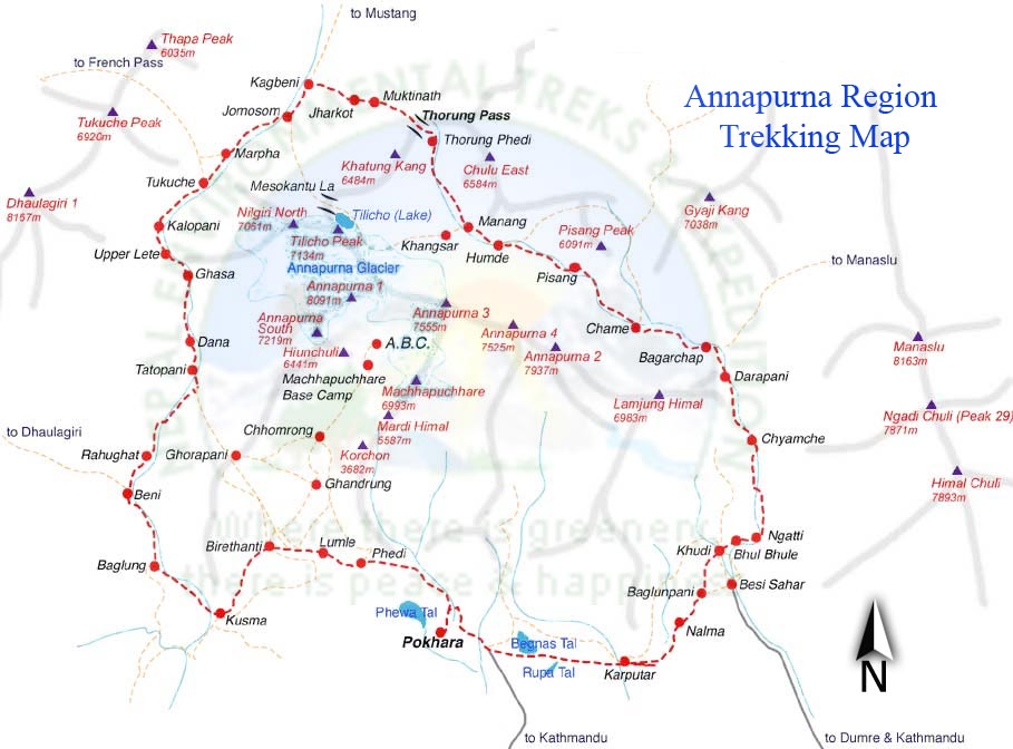 Jomsom to Muktinath Deluxe Trek route map