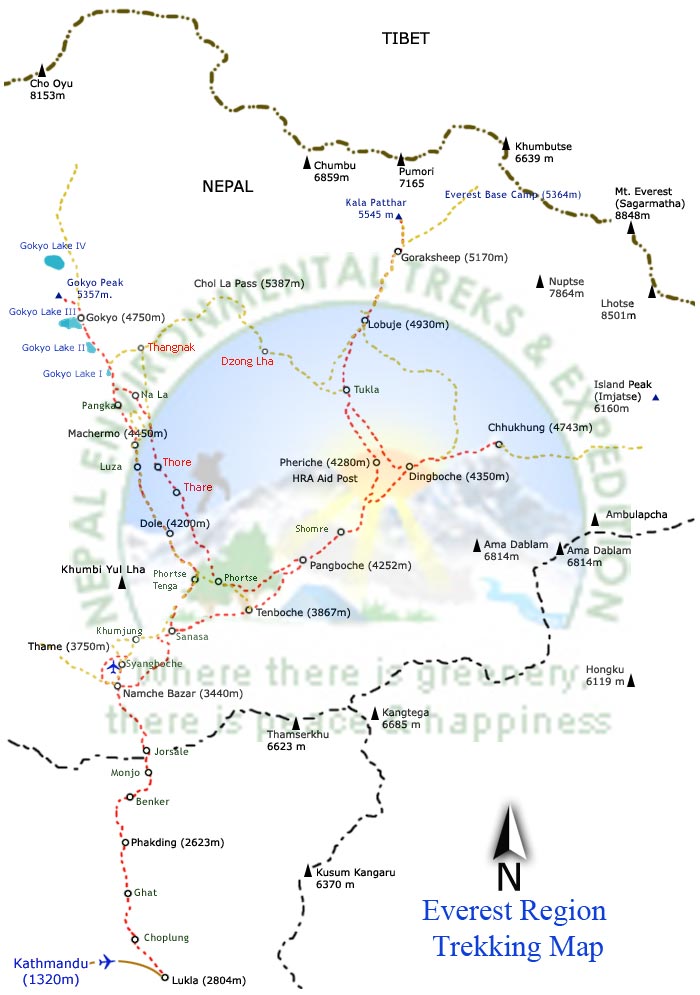 Phaplu to Everest Base Camp Trek route map